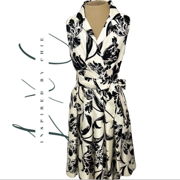 Jessica Howard Dresses & Skirts - Jessica Howard Black & Ivory Collared Dress w/ Matching Belt